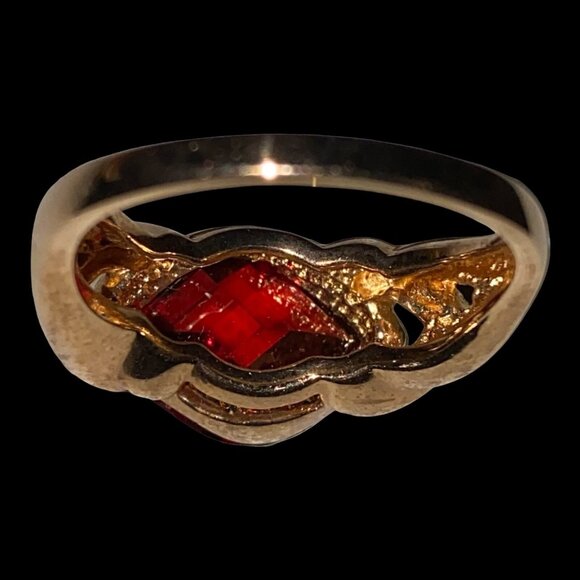 Ring CZ Cubic Zirconia Size 10 Red Women Vermeil 10k Gold over Sterling Silver 9 - Picture 6 of 10